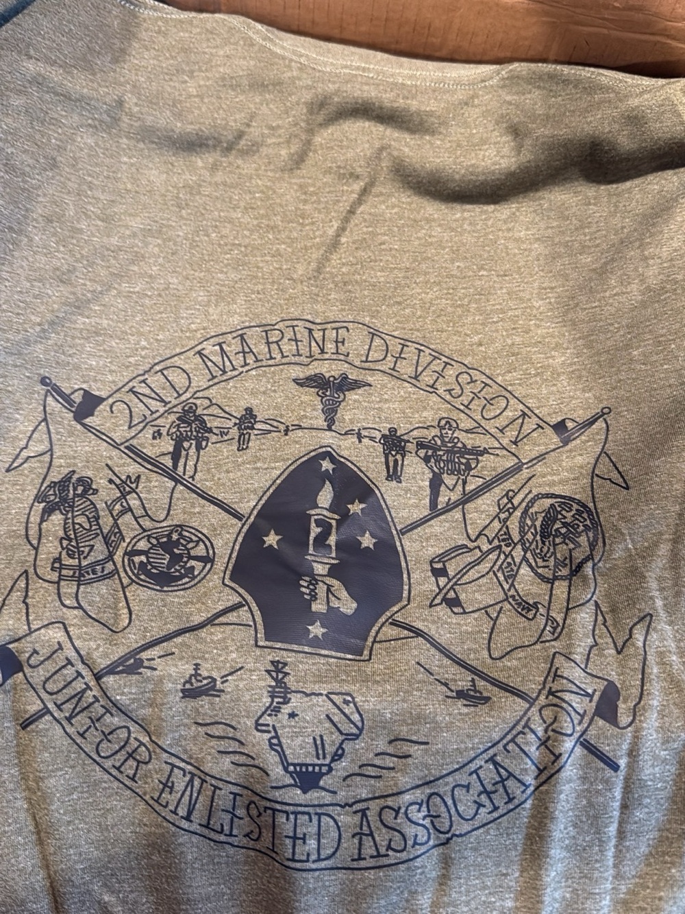Large 2nd Marine Division Junior Enlisted Association Graphic Tee - Olive Drab